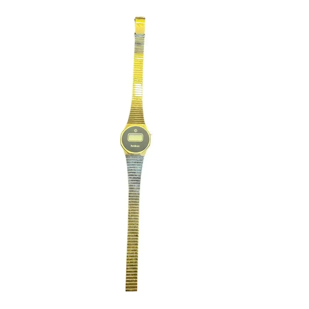 Vintage Armitron digital watch for parts or repair Goldtone untested